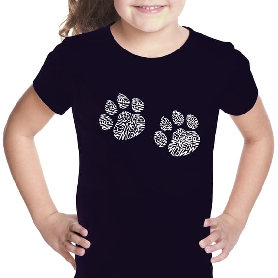 LA Pop Art Girl's Word Art T-shirt - Meow Cat Prints