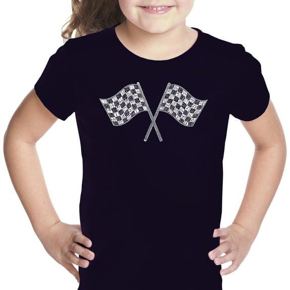 LA Pop Art Girl's Word Art T-shirt - NASCAR NATIONAL SERIES RACE TRACKS