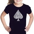 thumbnail image 1 of LA Pop Art Girl's Word Art T-shirt - ORDER OF WINNING POKER HANDS, 1 of 2