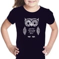 thumbnail image 1 of LA Pop Art Girl's Word Art T-shirt - Owl, 1 of 2