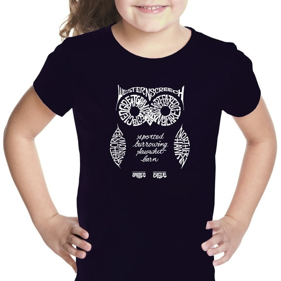 LA Pop Art Girl's Word Art T-shirt - Owl