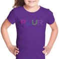 thumbnail image 1 of LA Pop Art Girl's Word Art T-shirt - PLUR, 1 of 2