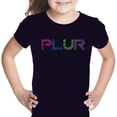 thumbnail image 1 of LA Pop Art Girl's Word Art T-shirt - PLUR, 1 of 2