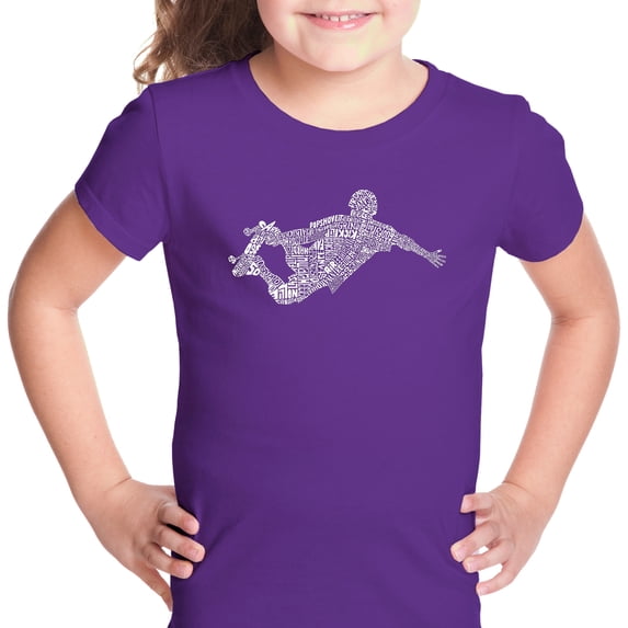 LA Pop Art Girl's Word Art T-shirt - POPULAR SKATING MOVES & TRICKS