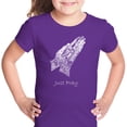 thumbnail image 1 of LA Pop Art Girl's Word Art T-shirt - Prayer Hands, 1 of 2