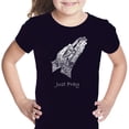 thumbnail image 1 of LA Pop Art Girl's Word Art T-shirt - Prayer Hands, 1 of 2