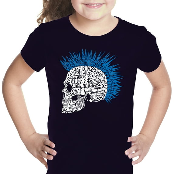 LA Pop Art Girl's Word Art T-shirt - Punk Mohawk