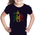 thumbnail image 1 of LA Pop Art Girl's Word Art T-shirt - Rasta Lion - One Love, 1 of 2