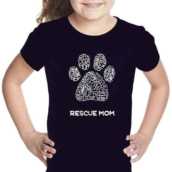 LA Pop Art Girl's Word Art T-shirt - Rescue Mom