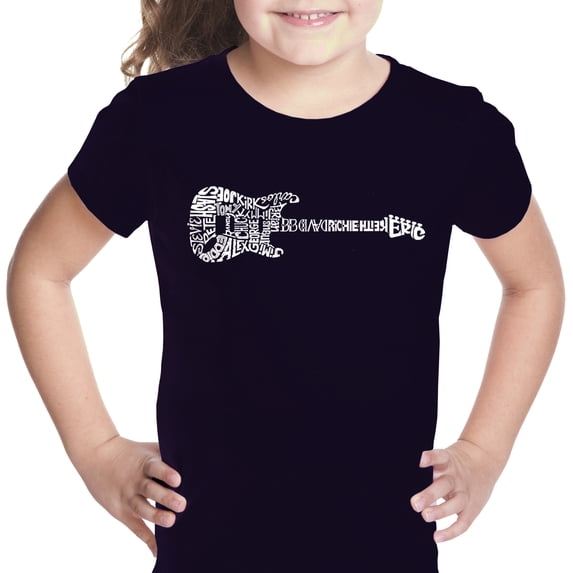 LA Pop Art Girl's Word Art T-shirt - Rock Guitar