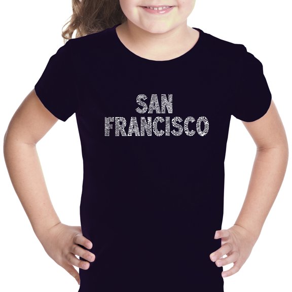 LA Pop Art Girl's Word Art T-shirt - SAN FRANCISCO NEIGHBORHOODS