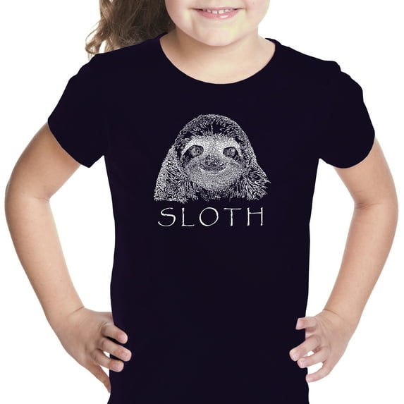 LA Pop Art Girl's Word Art T-shirt - Sloth