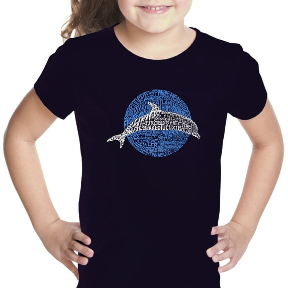 LA Pop Art Girl's Word Art T-shirt - Species of Dolphin