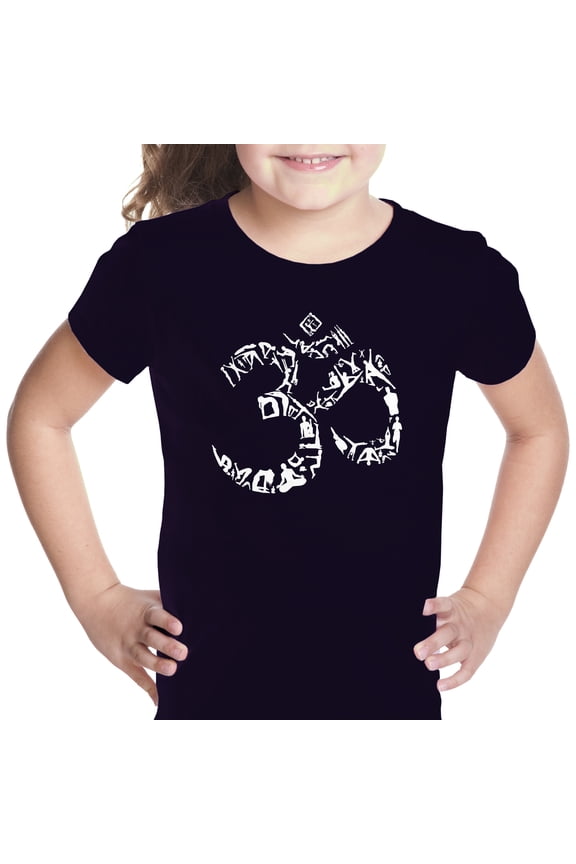 Girl's Word Art T-shirt - THE OM SYMBOL OUT OF YOGA POSES