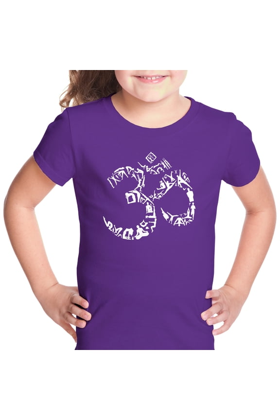 Girl's Word Art T-shirt - THE OM SYMBOL OUT OF YOGA POSES
