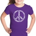 thumbnail image 1 of LA Pop Art Girl's Word Art T-shirt - THE WORD PEACE IN 20 LANGUAGES, 1 of 2