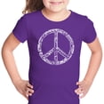 thumbnail image 1 of LA Pop Art Girl's Word Art T-shirt - THE WORD PEACE IN 77 LANGUAGES, 1 of 2