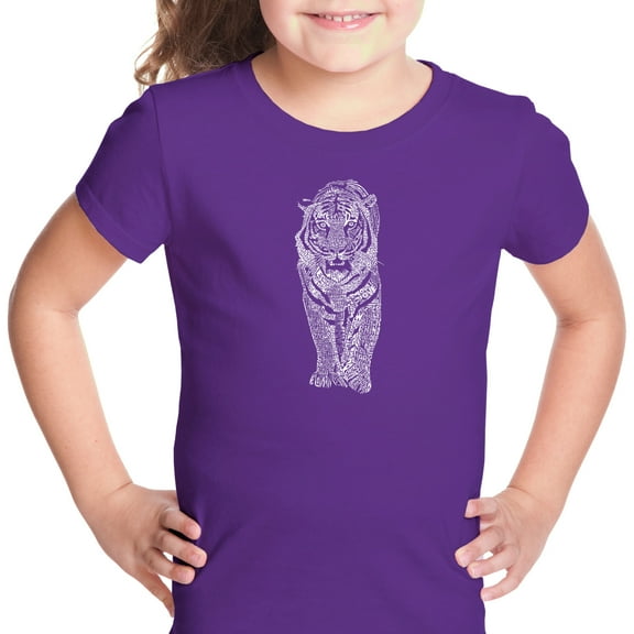 LA Pop Art Girl's Word Art T-shirt - TIGER