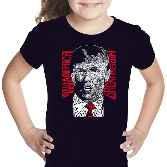 LA Pop Art Girl's Word Art T-shirt - TRUMP - Make America Great Again