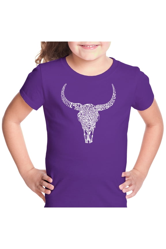 Girl's Word Art T-shirt - Texas Skull