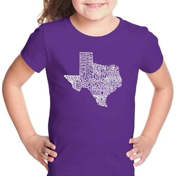 LA Pop Art Girl's Word Art T-shirt - The Great State of Texas