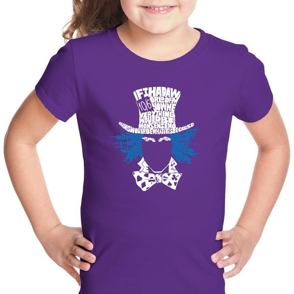 LA Pop Art Girl's Word Art T-shirt - The Mad Hatter