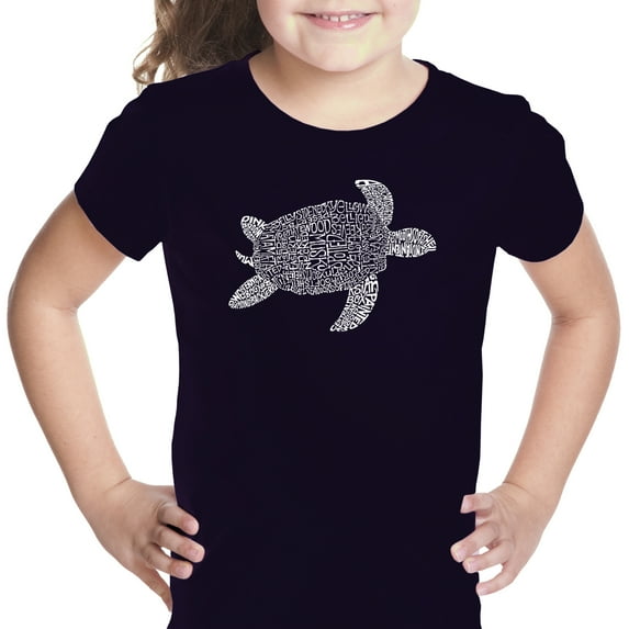 LA Pop Art Girl's Word Art T-shirt - Turtle