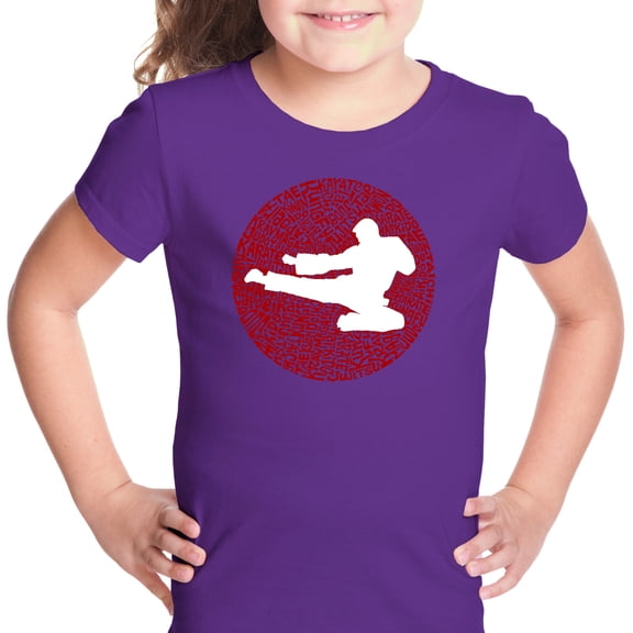 LA Pop Art Girl's Word Art T-shirt - Types of Martial Arts