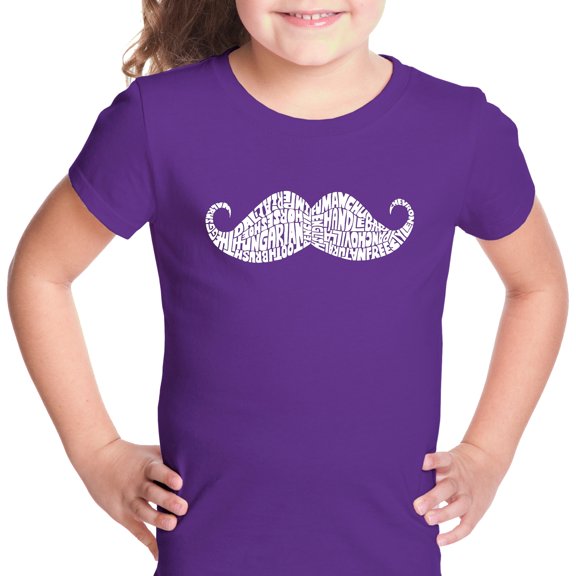LA Pop Art Girl's Word Art T-shirt - WAYS TO STYLE A MOUSTACHE