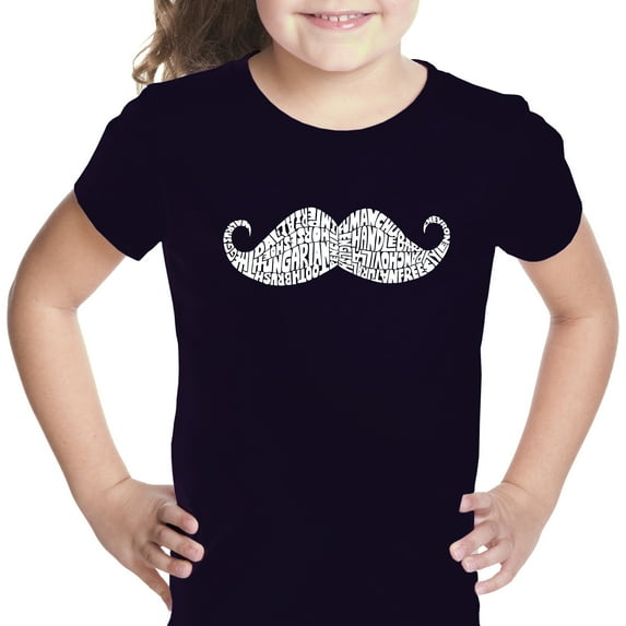 LA Pop Art Girl's Word Art T-shirt - WAYS TO STYLE A MOUSTACHE