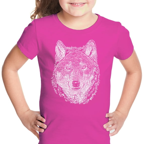 LA Pop Art Girl's Word Art T-shirt - Wolf