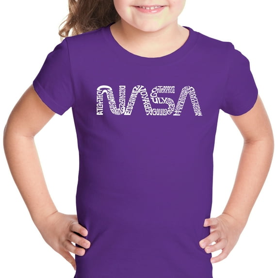 LA Pop Art Girl's Word Art T-shirt - Worm Nasa