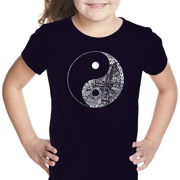 LA Pop Art Girl's Word Art T-shirt - YIN YANG