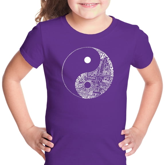LA Pop Art Girl's Word Art T-shirt - YIN YANG