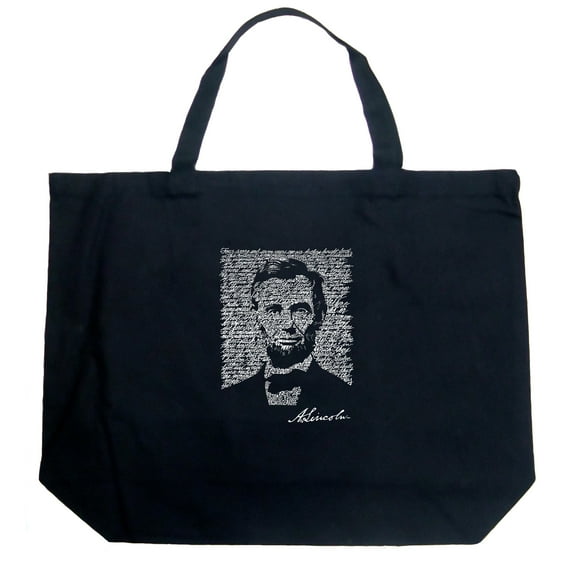 LA Pop Art Large Word Art Tote Bag - ABRAHAM LINCOLN - GETTYSBURG ADDRESS