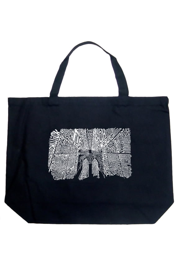 Large Word Art Tote Bag - Brooklyn Bridge