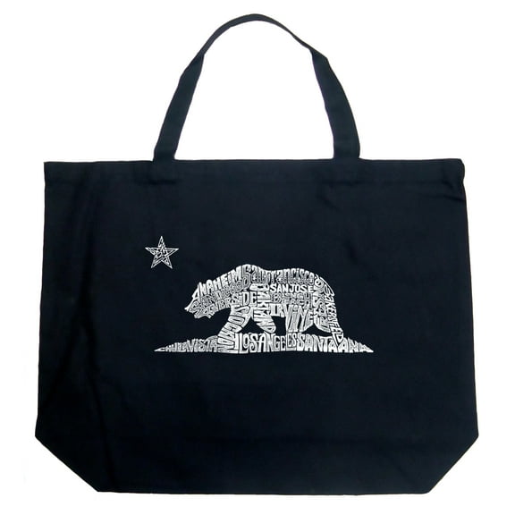 LA Pop Art Large Word Art Tote Bag - California Bear