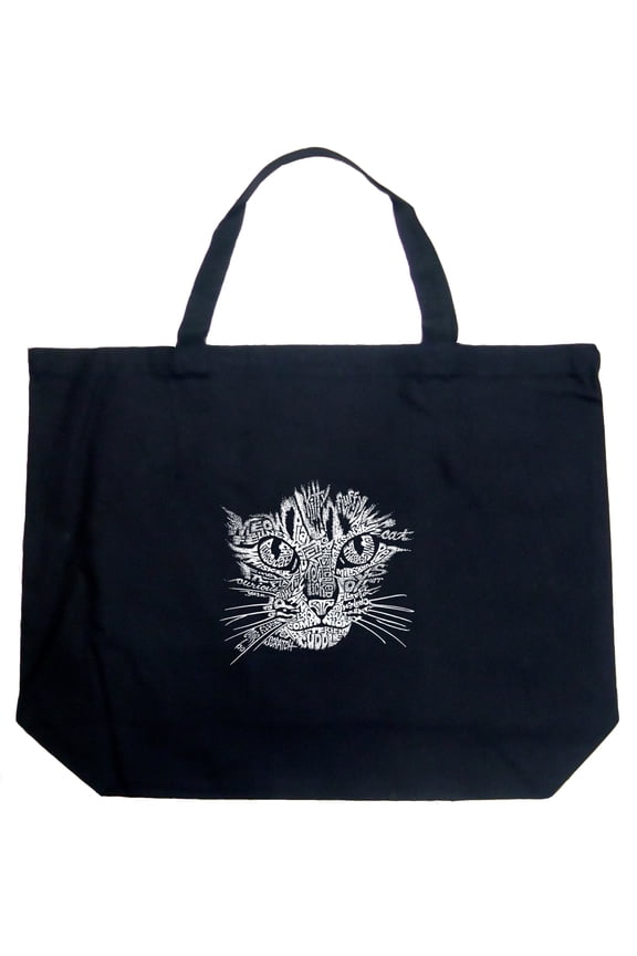 Large Word Art Tote Bag - Cat Face