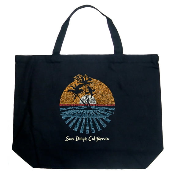 LA Pop Art Large Word Art Tote Bag - Cities In San Diego