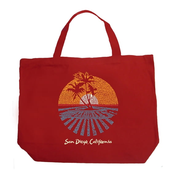 LA Pop Art Large Word Art Tote Bag - Cities In San Diego