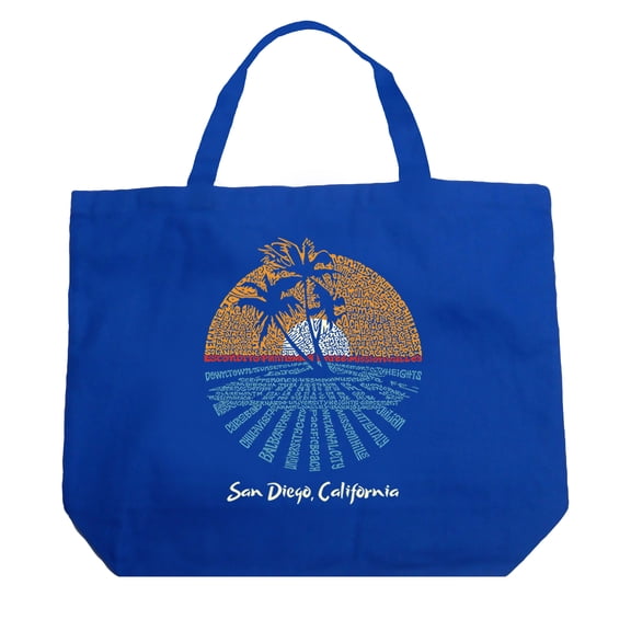 LA Pop Art Large Word Art Tote Bag - Cities In San Diego
