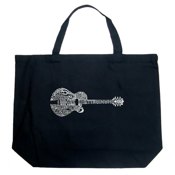 LA Pop Art Large Word Art Tote Bag - Country Guitar