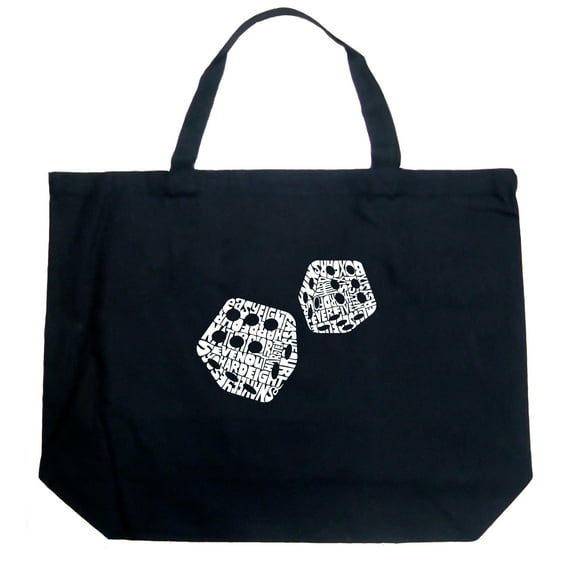 LA Pop Art Large Word Art Tote Bag - DIFFERENT ROLLS THROWN IN THE GAME OF CRAPS