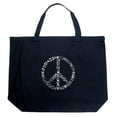thumbnail image 1 of LA Pop Art Large Word Art Tote Bag - Different Faiths peace sign, 1 of 2