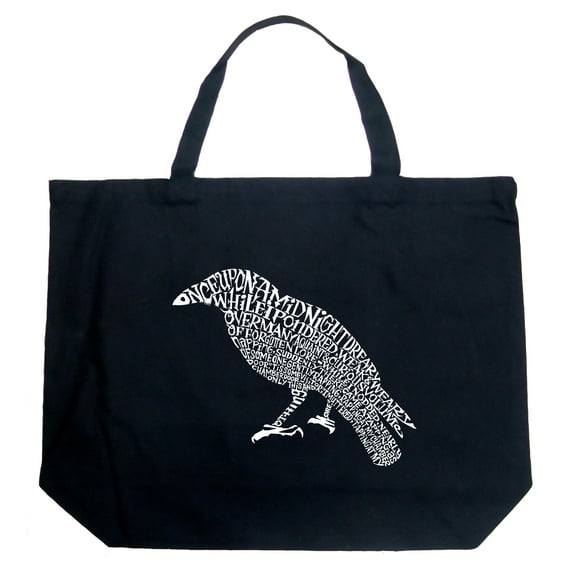 LA Pop Art Large Word Art Tote Bag - Edgar Allen Poe's The Raven