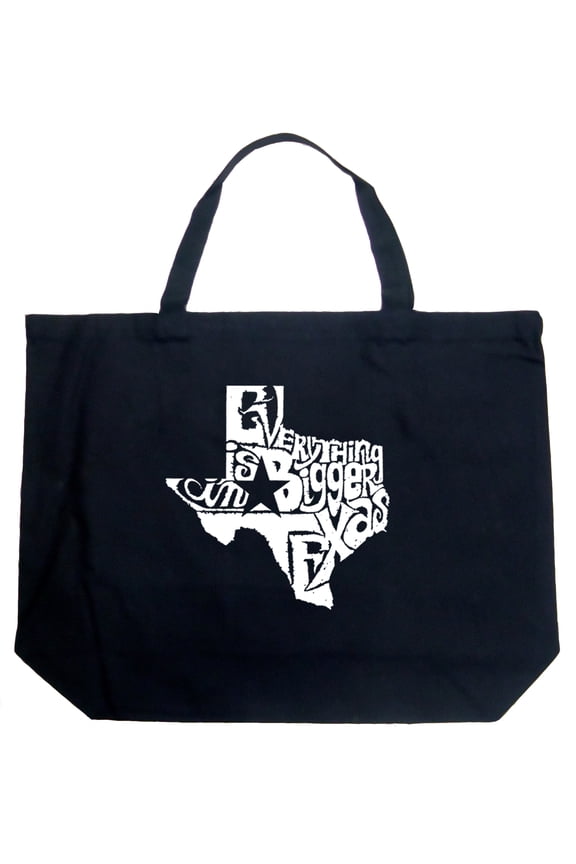 Large Word Art Tote Bag - Everything is Bigger in Texas