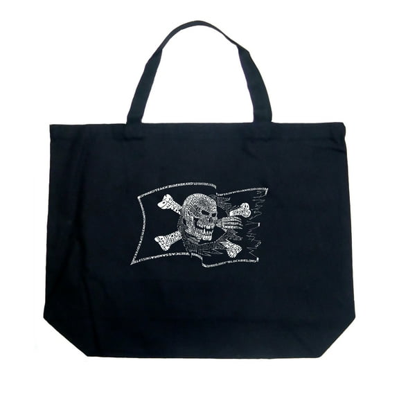 LA Pop Art Large Word Art Tote Bag - FAMOUS PIRATE CAPTAINS AND SHIPS