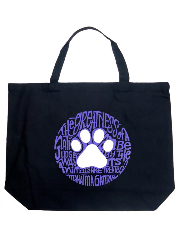 Large Word Art Tote Bag - Gandhi's Quote on Animal Treatment