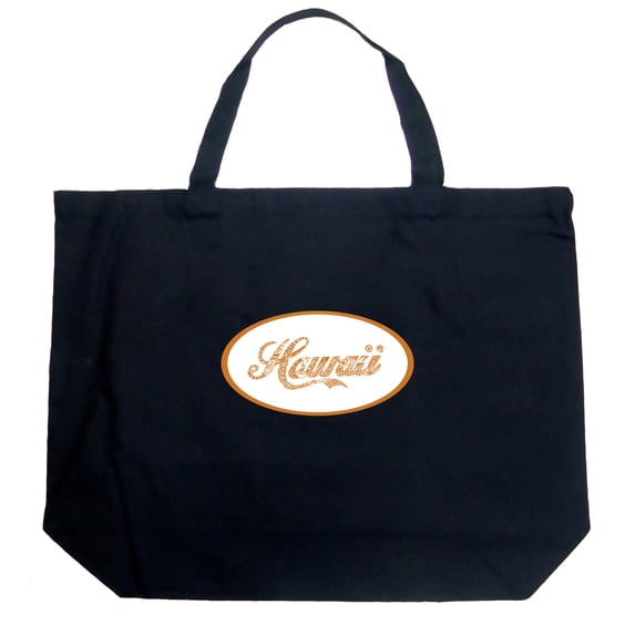 LA Pop Art Large Word Art Tote Bag - HAWAIIAN ISLAND NAMES & IMAGERY