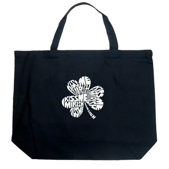 LA Pop Art Large Word Art Tote Bag - KISS ME I'M IRISH